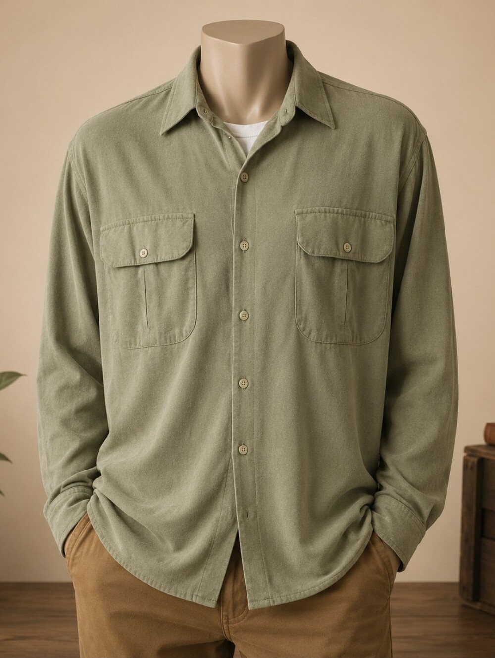 Vintage Utility Shirt Fit-Forever Olive  – XL
